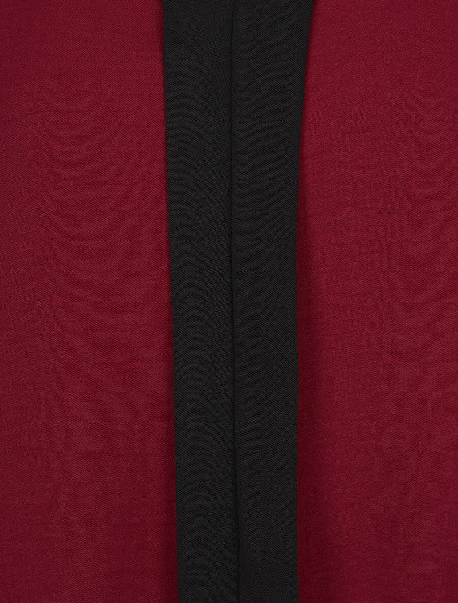Blouse coupe boule à liseret contrastant - Bordeaux - Image 3