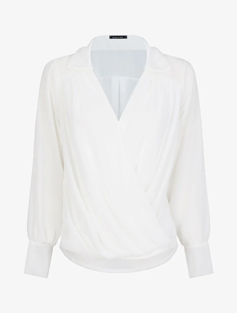 Blouse droite unie drapée - Blanc