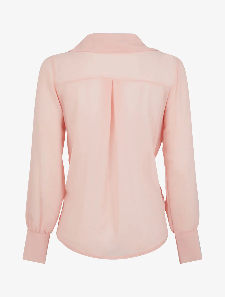Blouse droite unie drapée - Rose poudré - Image 2