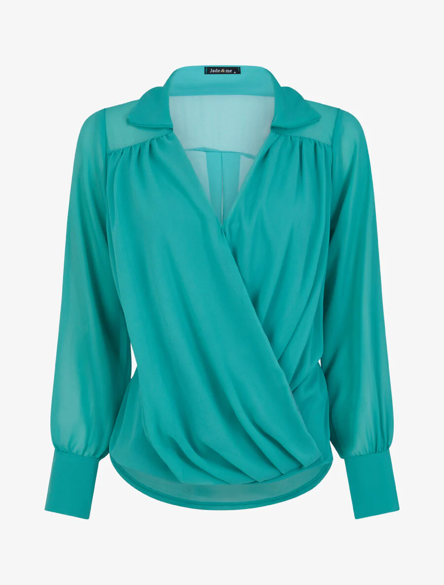 Blouse droite unie drapée - Vert menthe