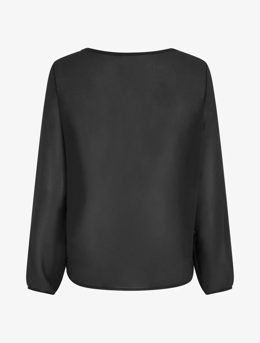 Blouse en voile à effet drapé - Noir - Image 2