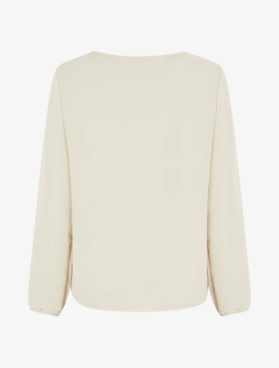 Blouse en voile à effet drapé - Beige - Image 2