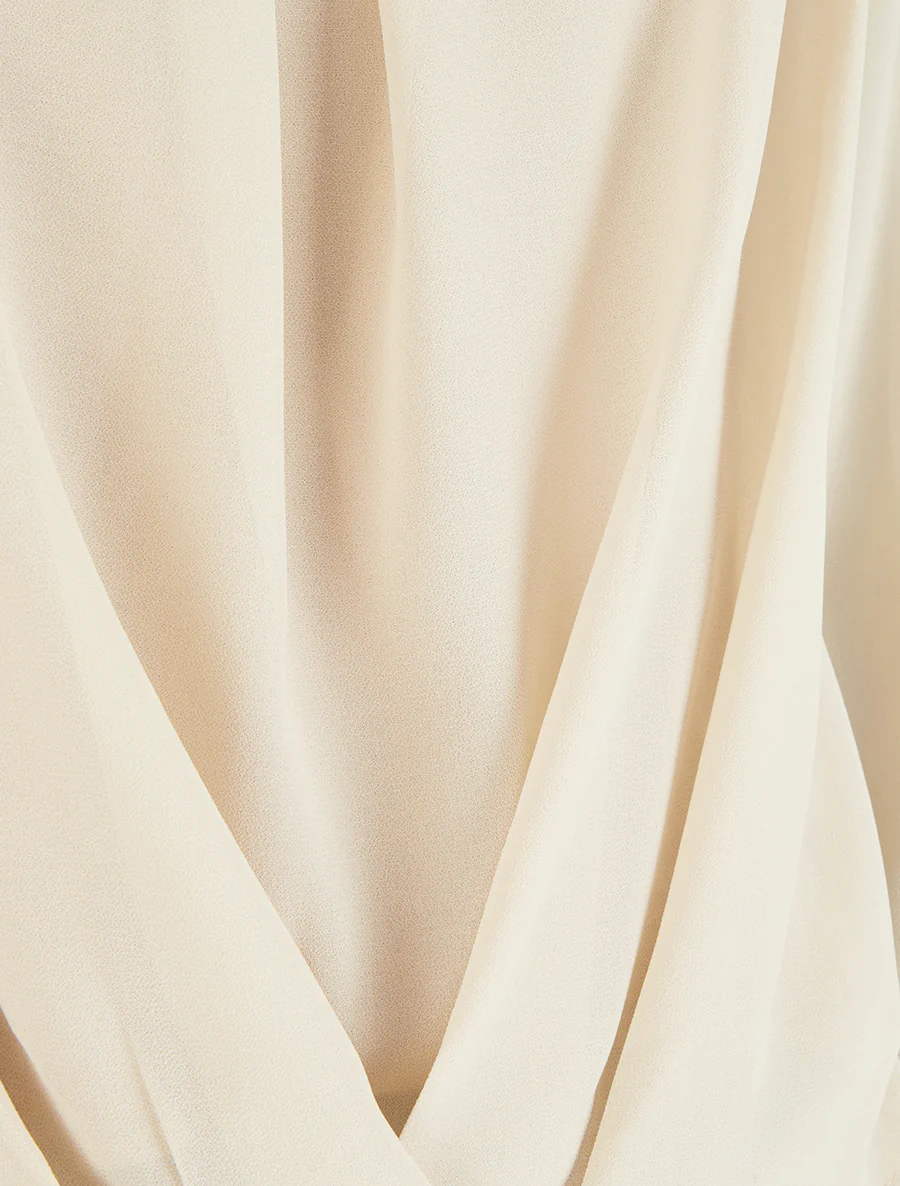 Blouse en voile à effet drapé - Beige - Image 3