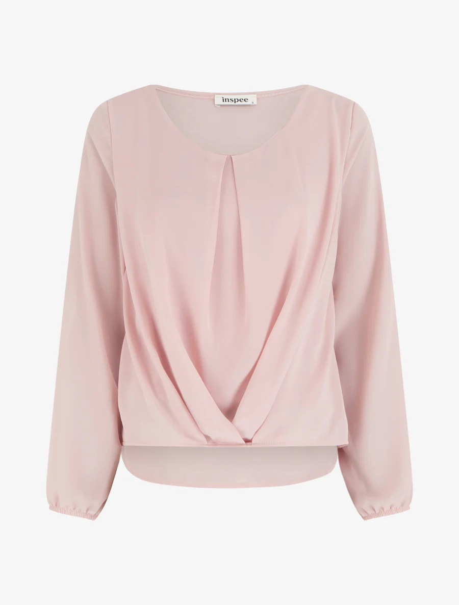 Blouse en voile à effet drapé - Rose