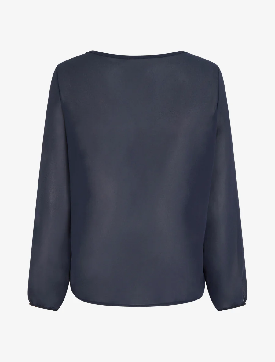 Blouse en voile à effet drapé - Marine - Image 2
