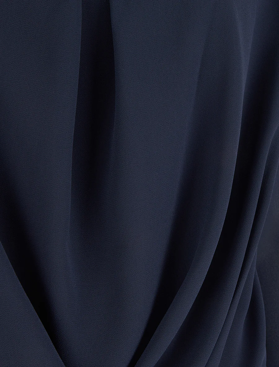 Blouse en voile à effet drapé - Marine - Image 3
