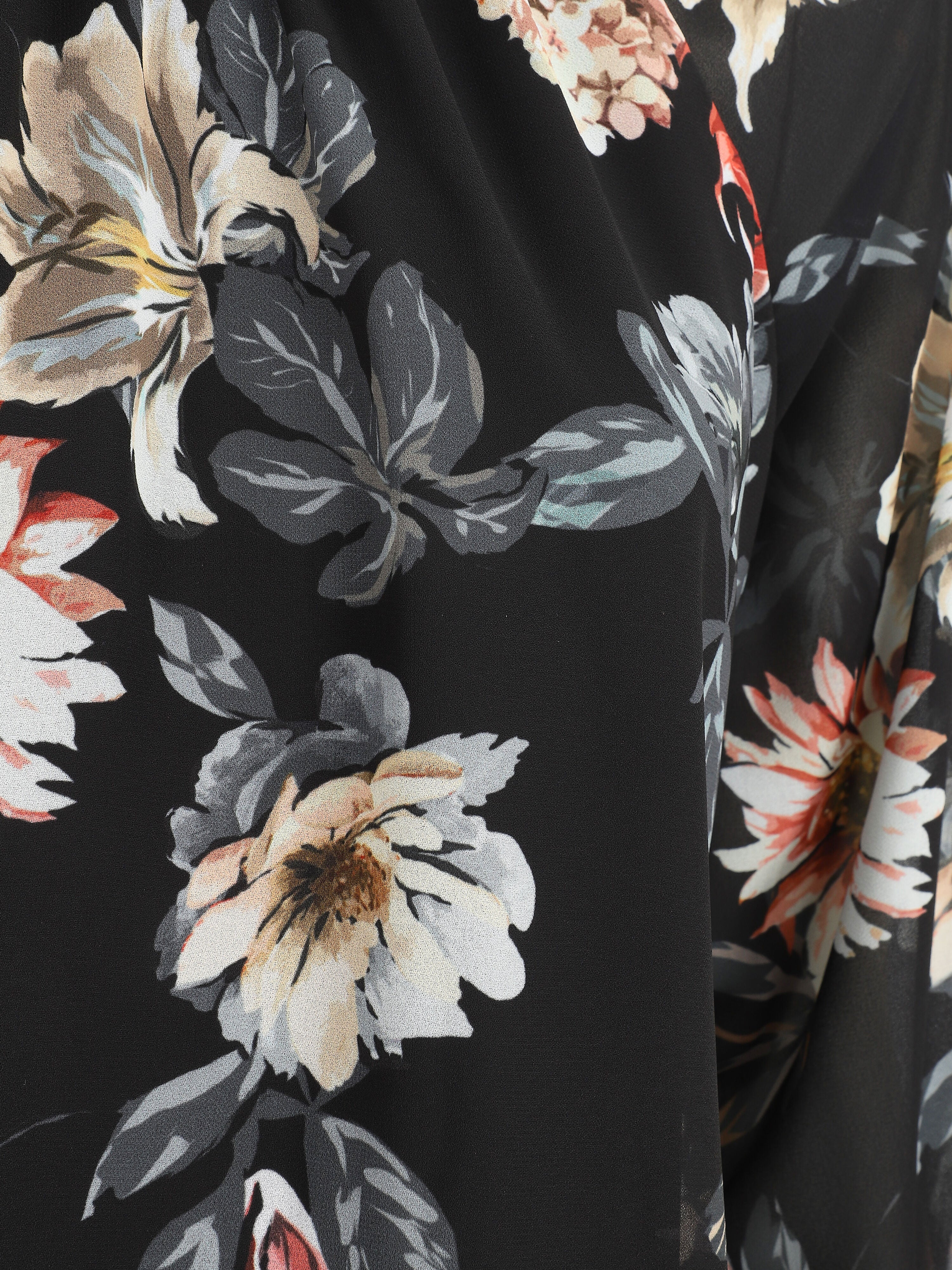 Blouse en voile à imprimé fleuri - Noir - Image 3