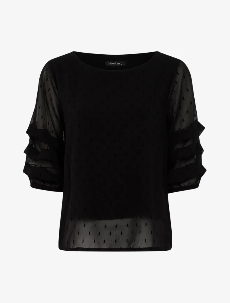 Blouse en voile fin à points graphiques - noir - Image 2