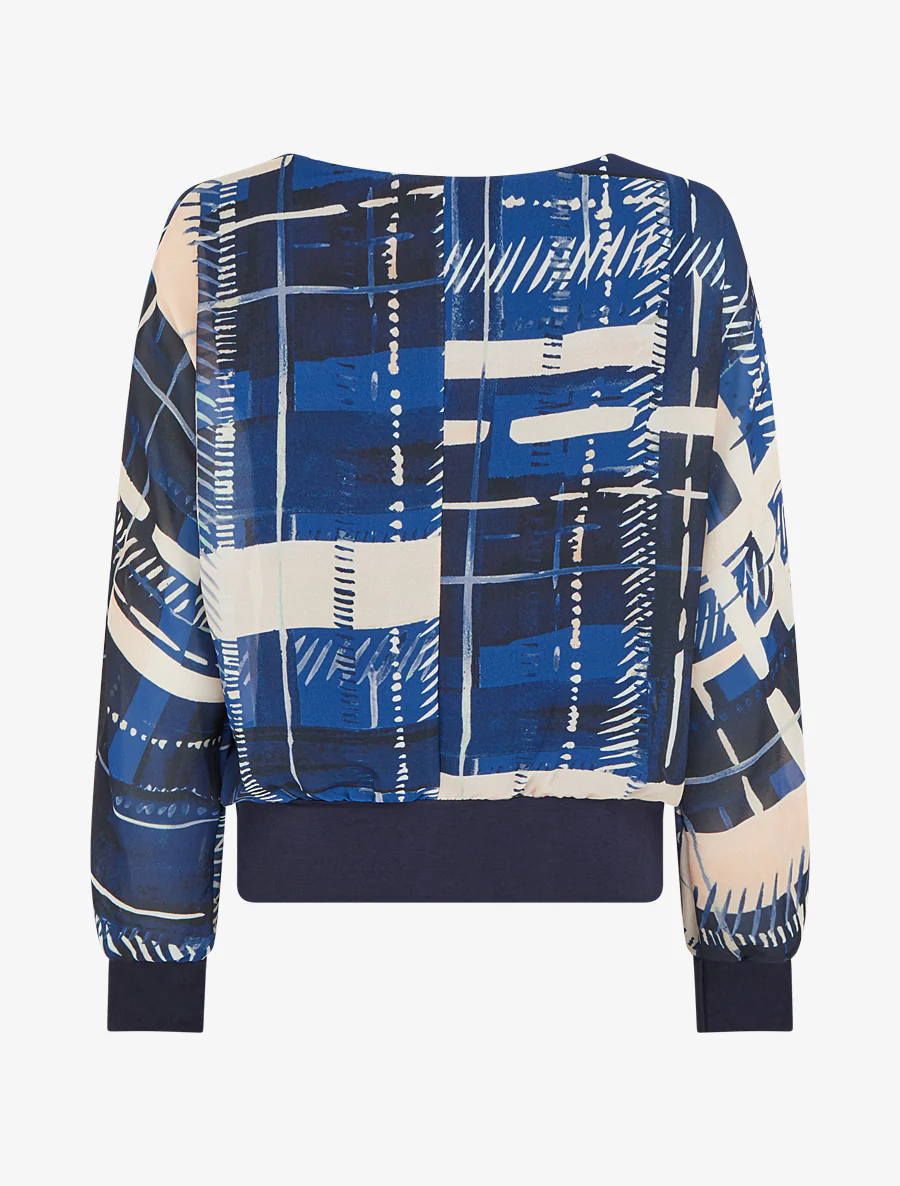 Blouse en voile imprimé abstrait - Marine - Image 2