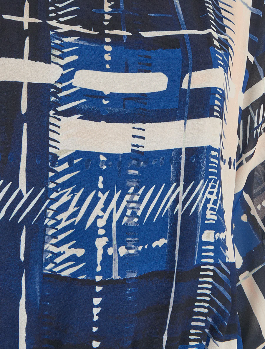 Blouse en voile imprimé abstrait - Marine - Image 3