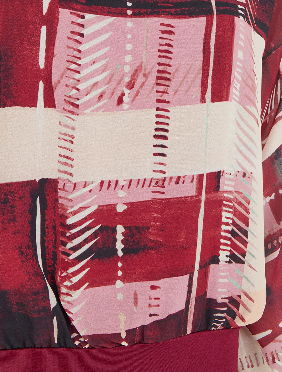 Blouse en voile imprimé abstrait - Lie de vin - Image 3
