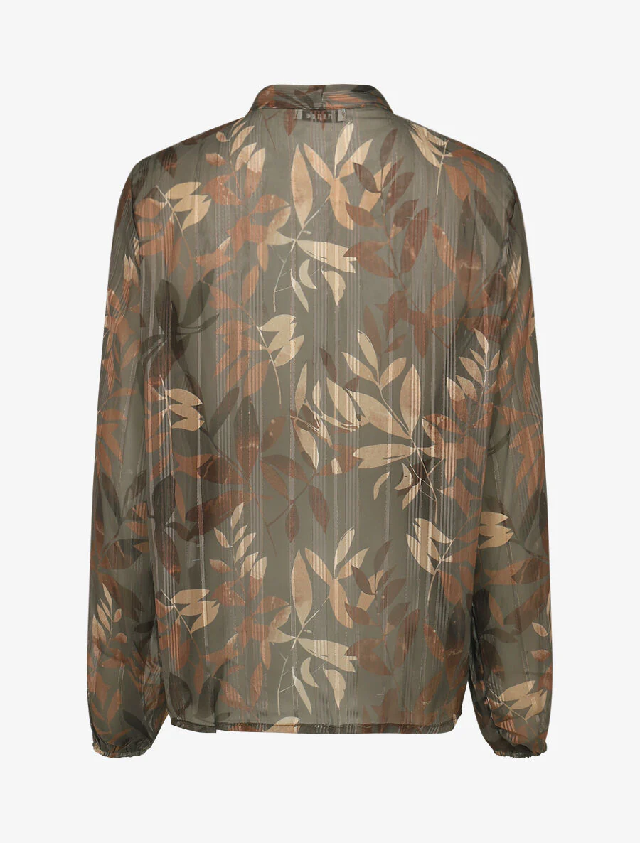 Blouse en voile imprimé feuillage - Taupe - Image 2