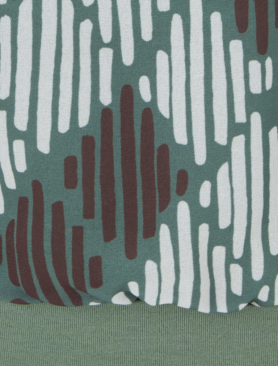 Blouse en voile imprimé graphique - Kaki - Image 3
