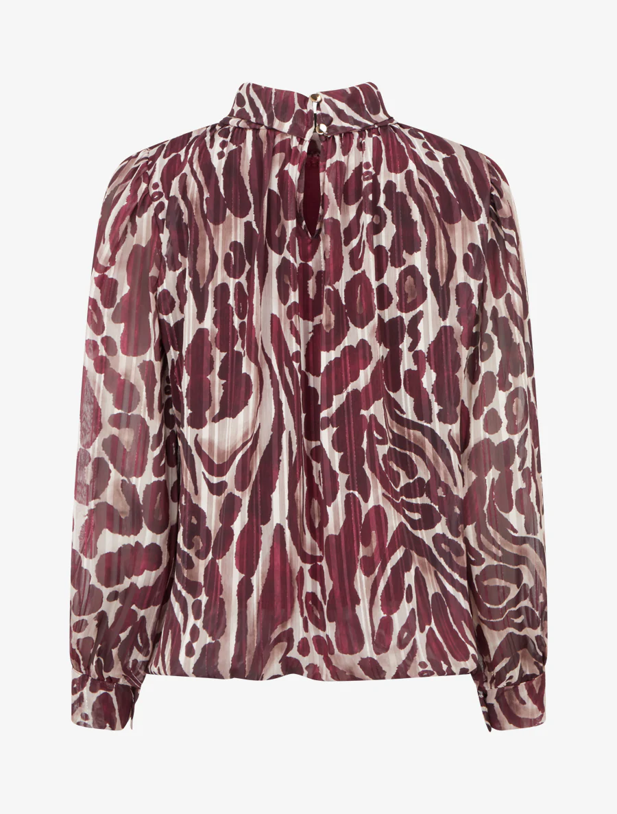 Blouse en voile imprimé léopard - Prune - Image 2
