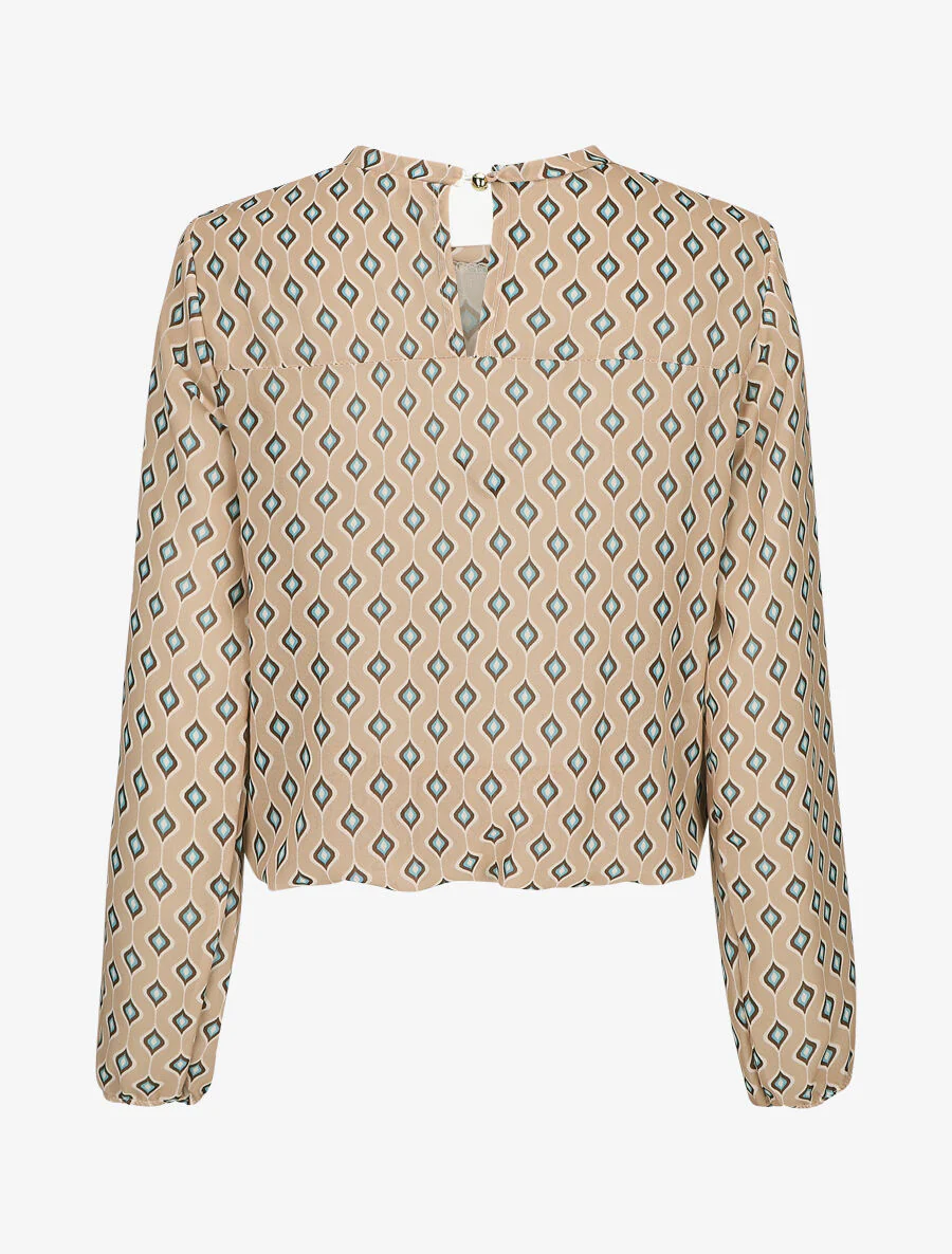 Blouse en voile imprimé vintage - Beige - Image 2