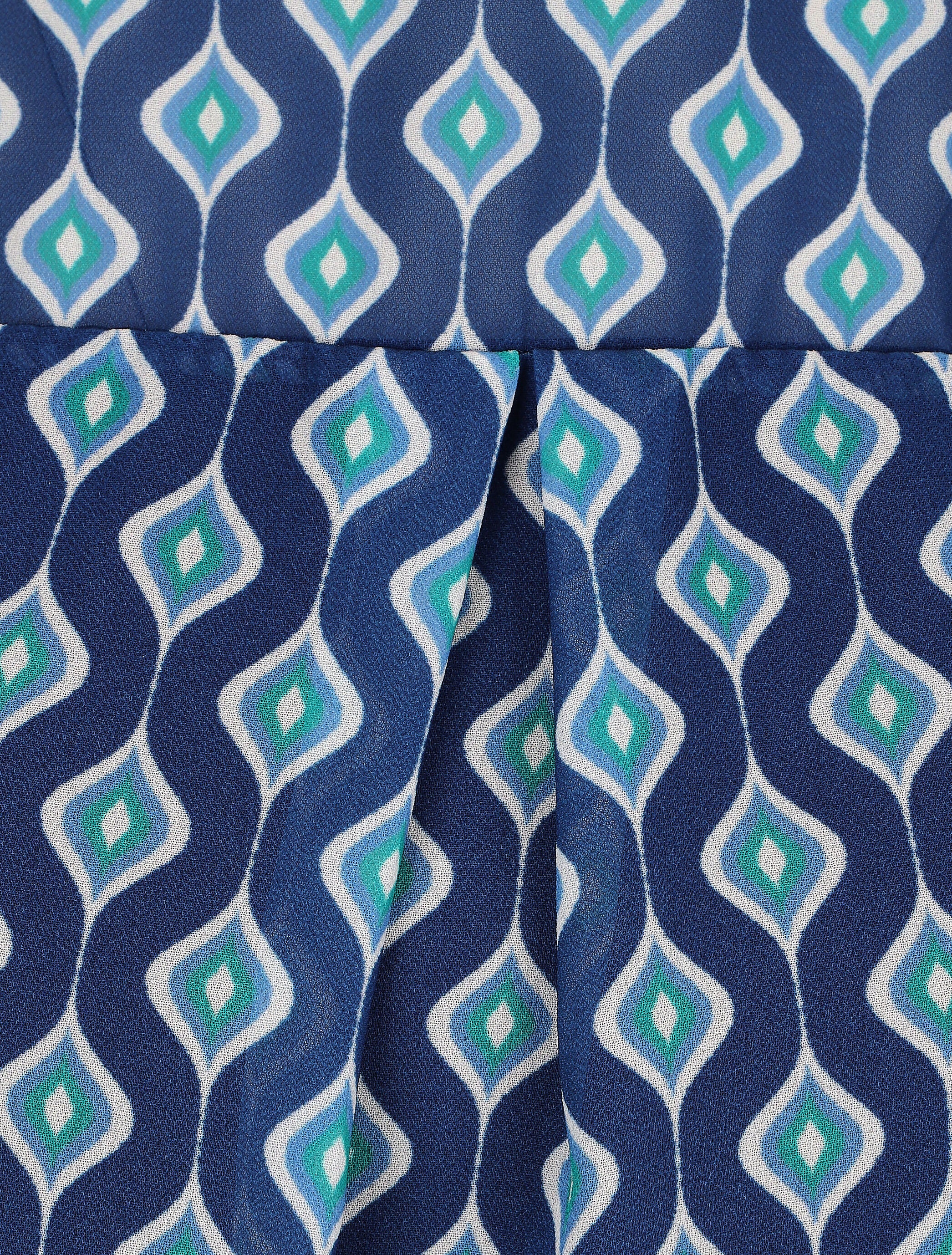 Blouse en voile imprimé vintage - Bleu - Image 3