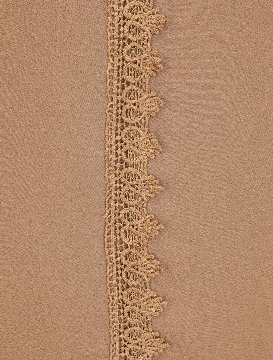 Blouse en voile unie à col brodé - Camel - Image 3