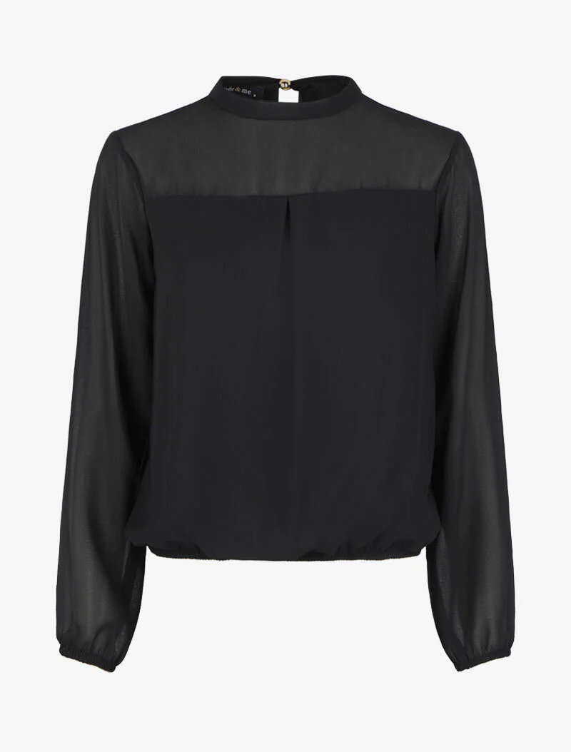 Blouse en voile unie - Noir