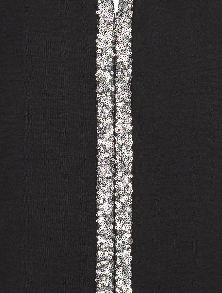 Blouse fluide à bande en sequins - Noir - Image 3