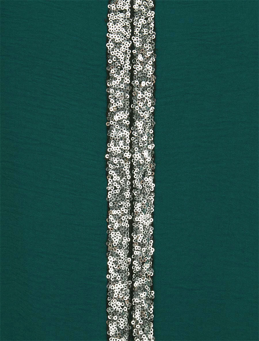 Blouse fluide à bande en sequins - Vert sapin - Image 3