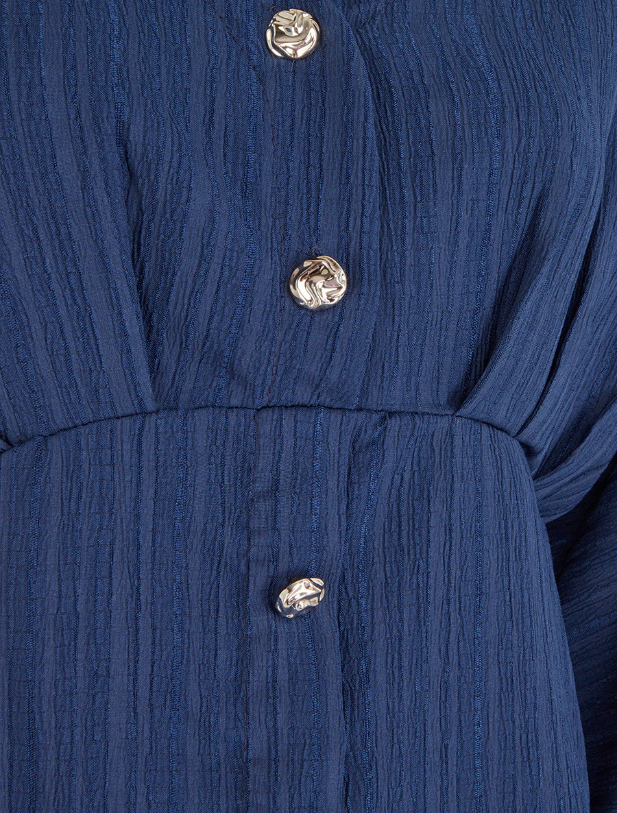 Blouse fluide à boutons décoratifs - Marine - Image 3