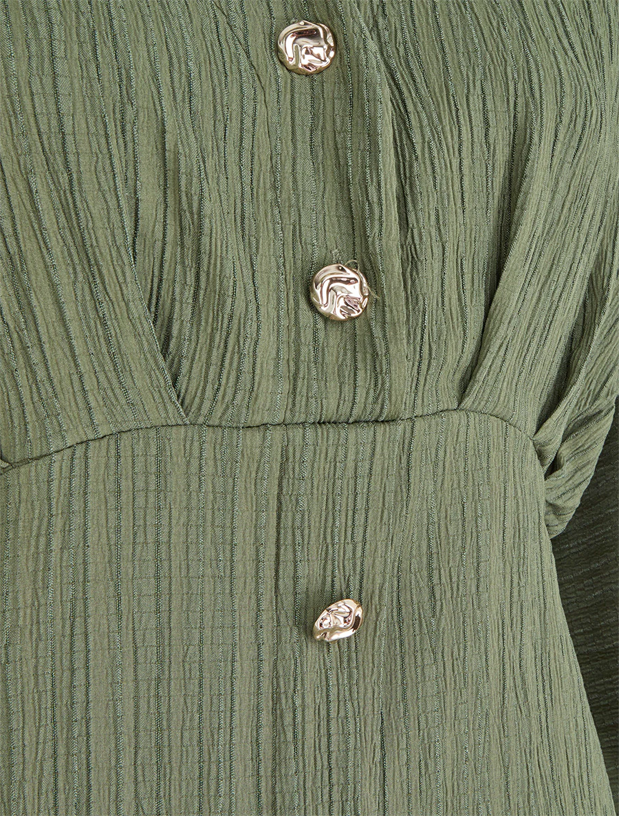 Blouse fluide à boutons décoratifs - Kaki - Image 3