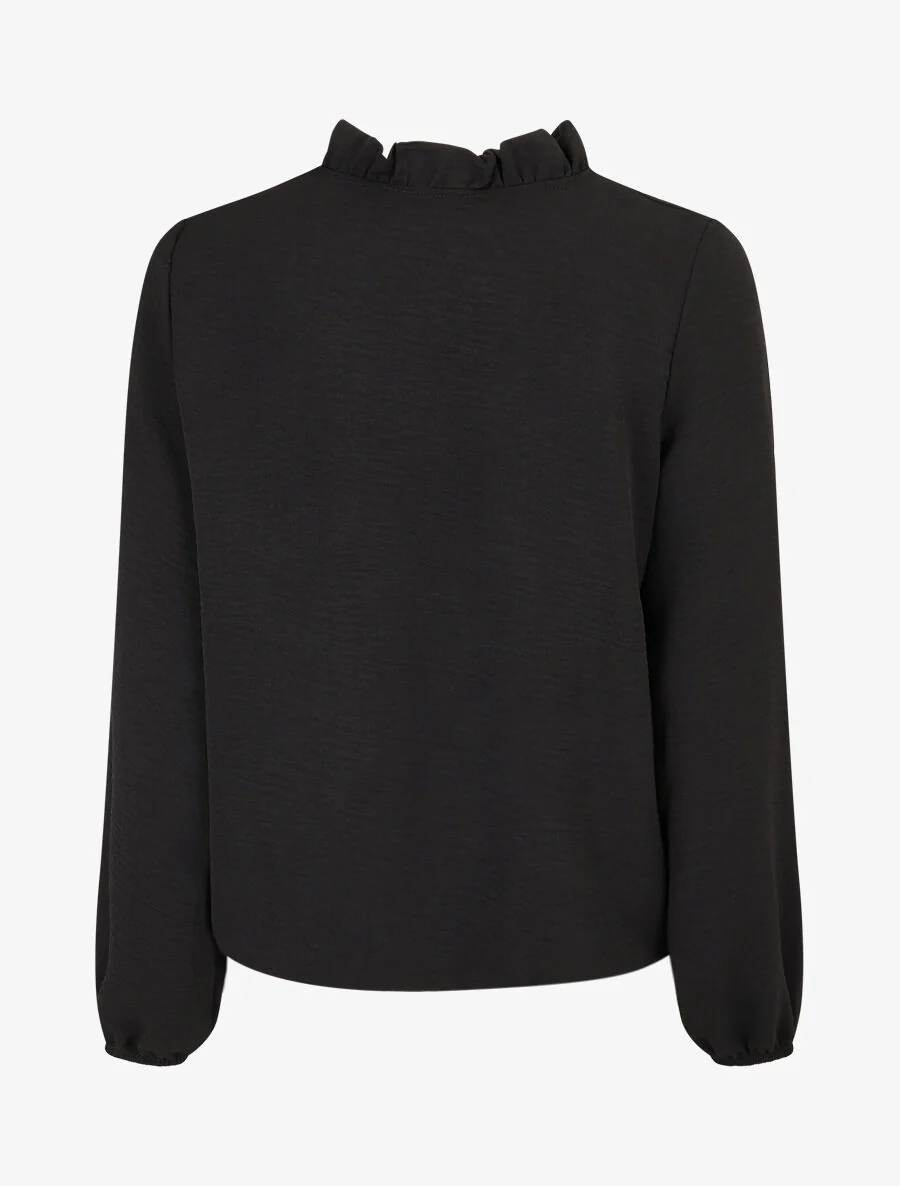 Blouse fluide à col V brodé - Noir - Image 2