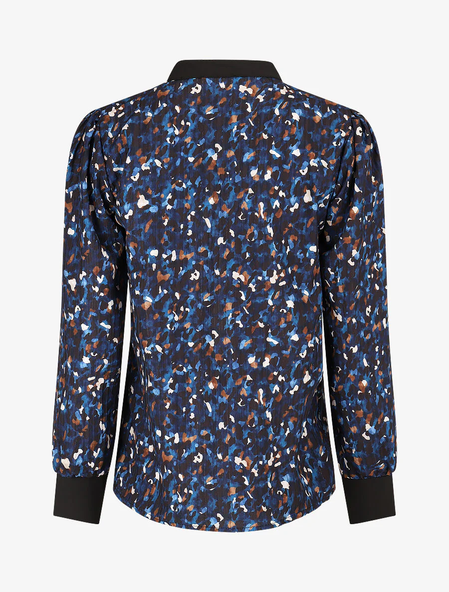Blouse fluide à imprimé abstrait - Marine - Image 2