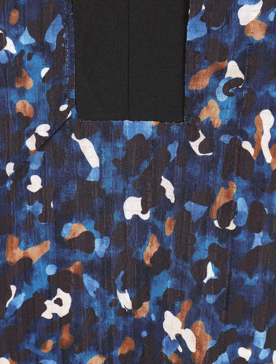 Blouse fluide à imprimé abstrait - Marine - Image 3