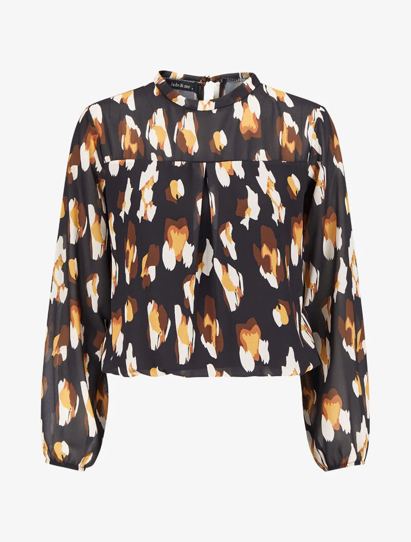 Blouse fluide à imprimé - Noir