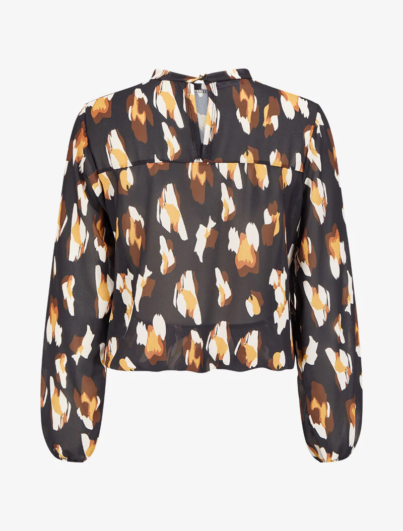Blouse fluide à imprimé - Noir - Image 2