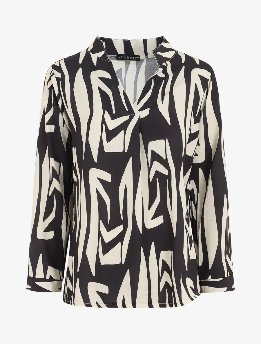 Blouse fluide à imprimé graphique - Noir