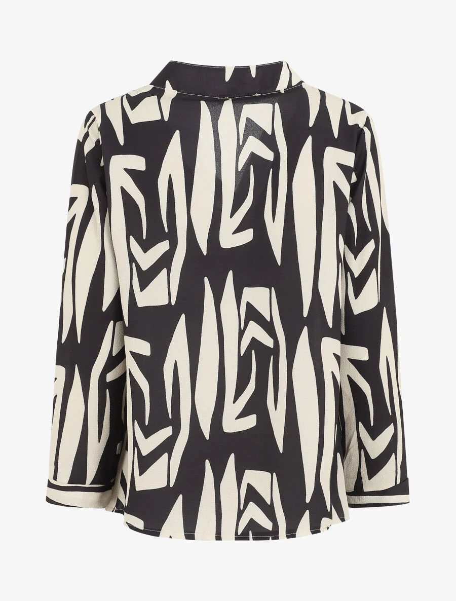Blouse fluide à imprimé graphique - Noir - Image 2