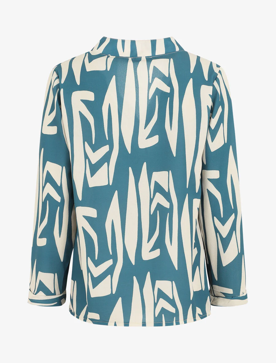 Blouse fluide à imprimé graphique - Bleu canard - Image 2