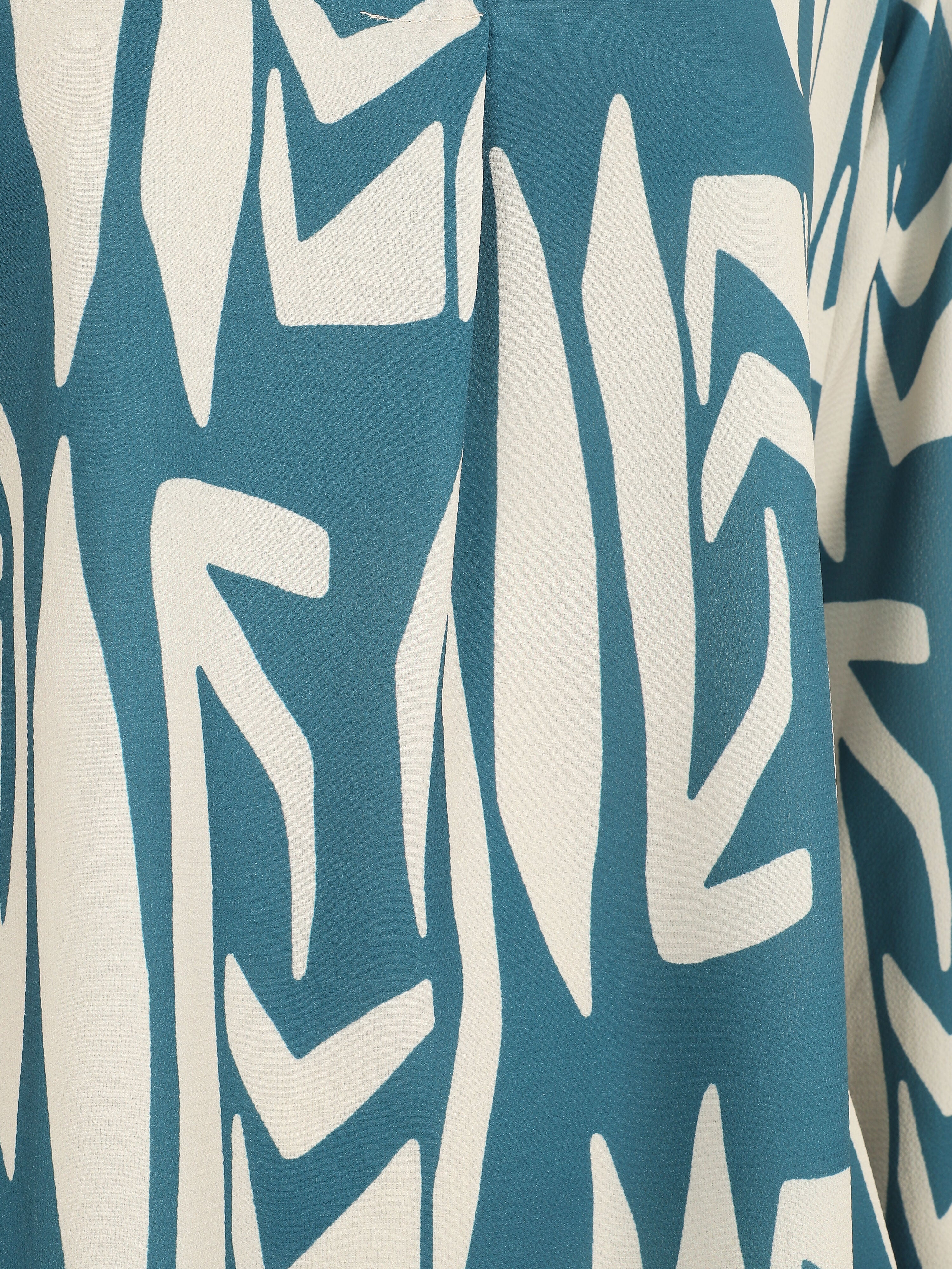 Blouse fluide à imprimé graphique - Bleu canard - Image 3