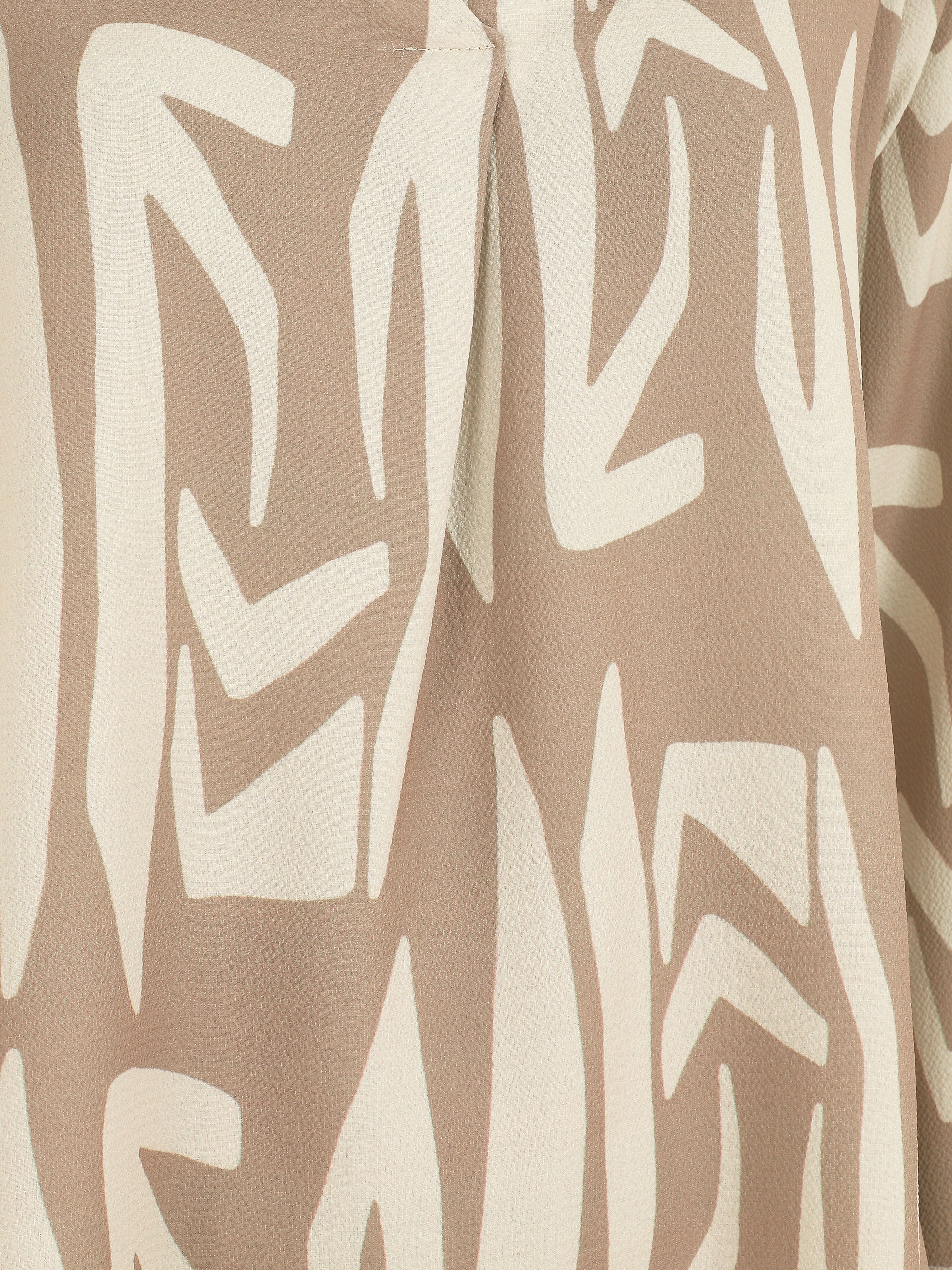 Blouse fluide à imprimé graphique - Beige - Image 3