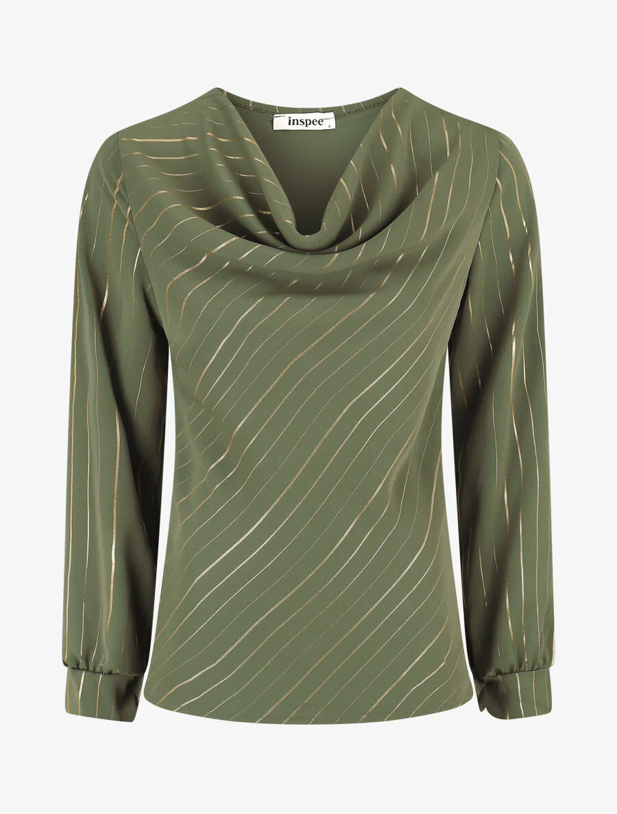 Blouse fluide à rayures irisées - Kaki
