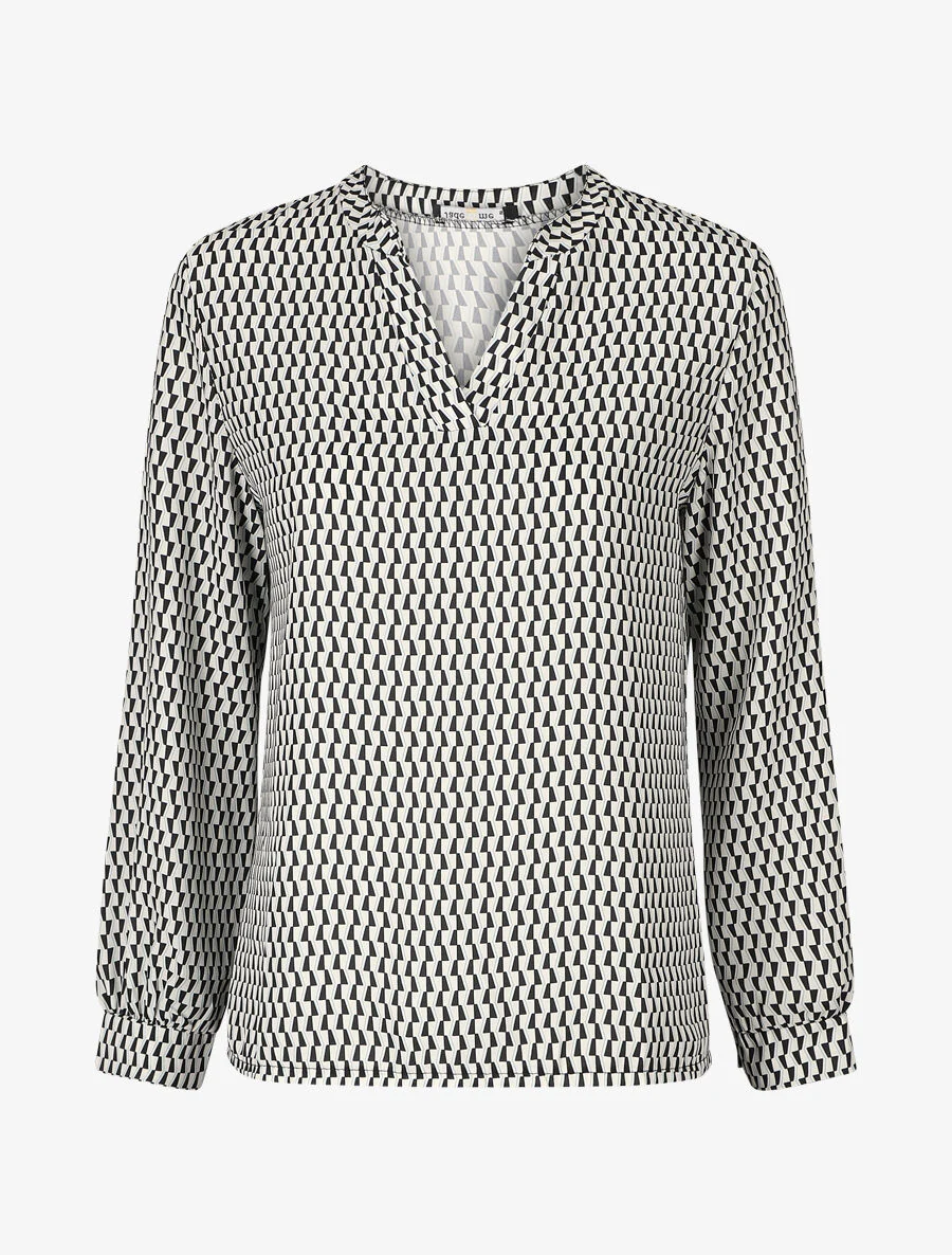 Blouse fluide imprimé graphique - Noir