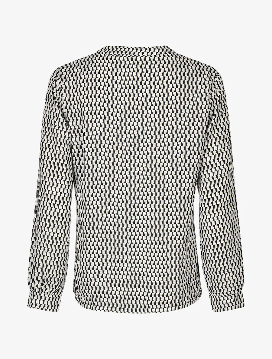 Blouse fluide imprimé graphique - Noir - Image 2
