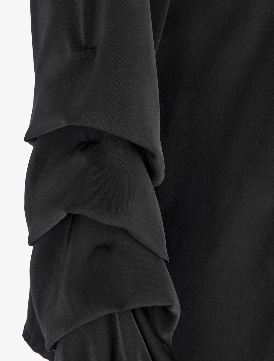 Blouse fluide unie à manches stylisées - Noir - Image 3