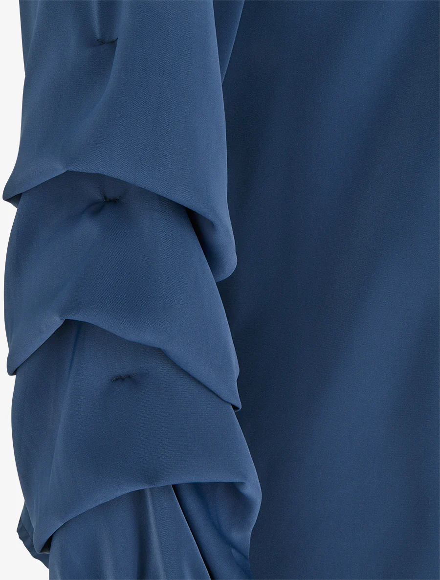 Blouse fluide unie à manches stylisées - Marine - Image 3