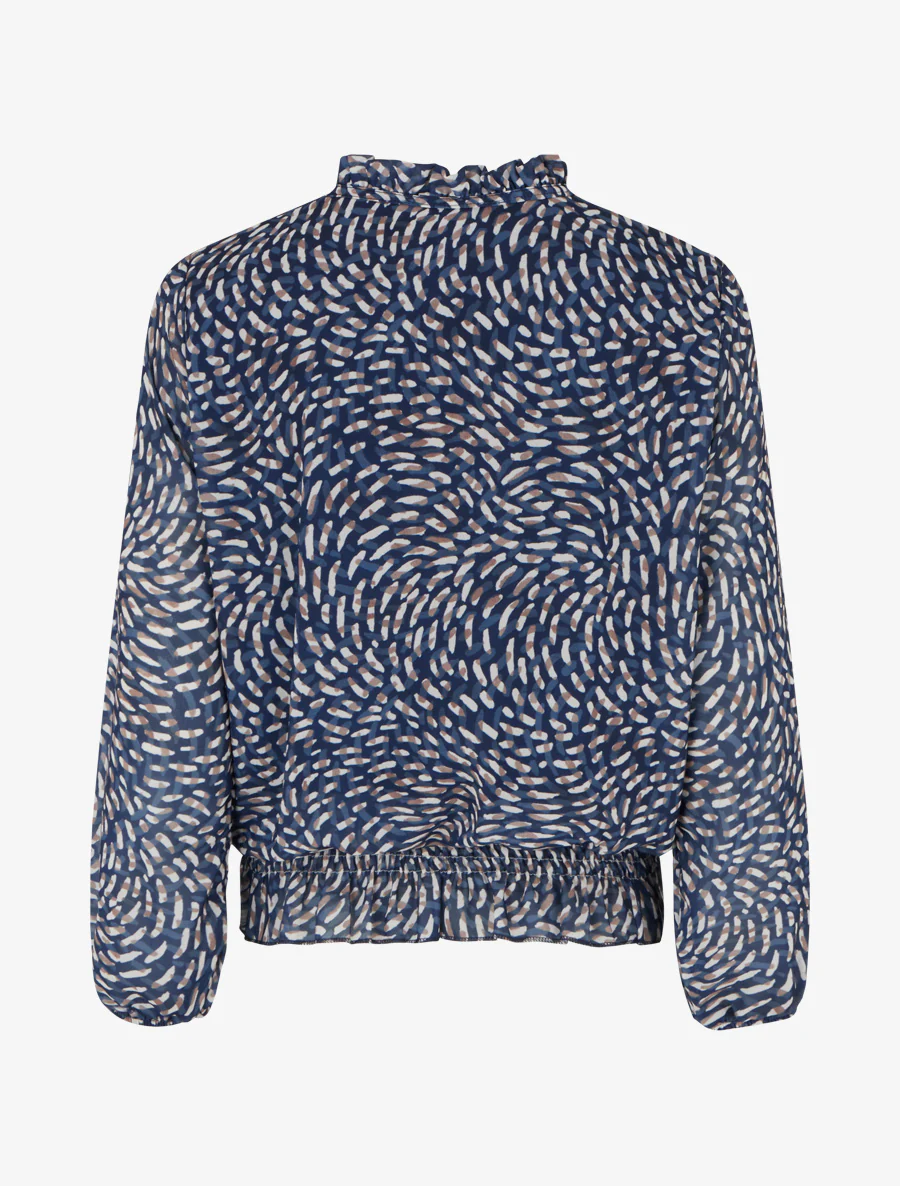Blouse imprimé fantaisie coupe boule - Marine - Image 2