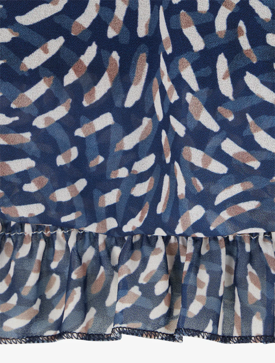 Blouse imprimé fantaisie coupe boule - Marine - Image 3