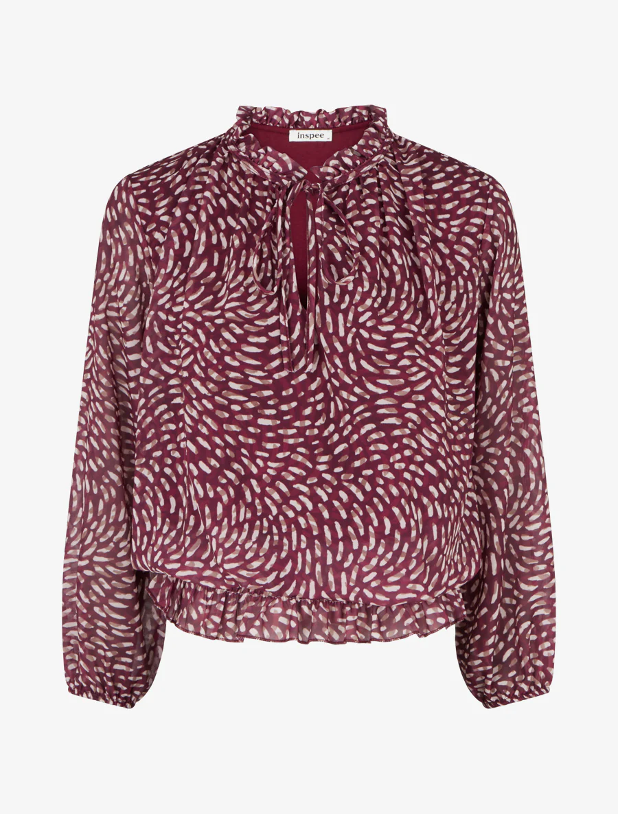 Blouse imprimé fantaisie coupe boule - Prune