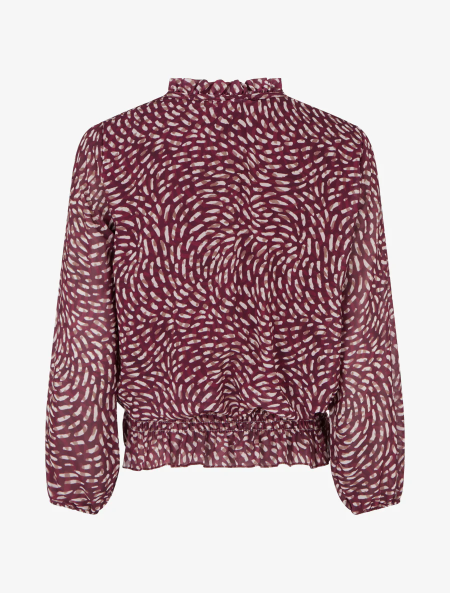 Blouse imprimé fantaisie coupe boule - Prune - Image 2