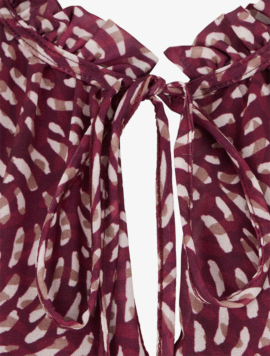 Blouse imprimé fantaisie coupe boule - Prune - Image 3