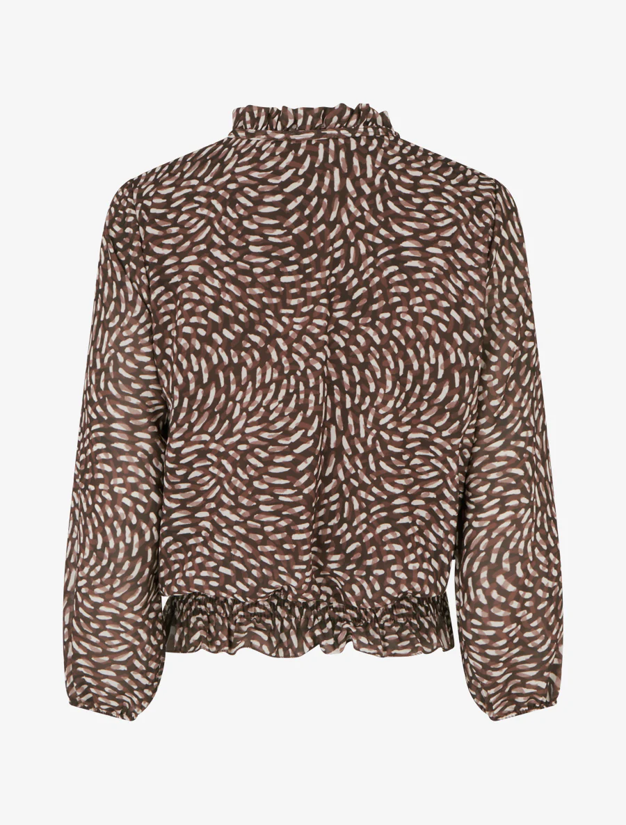 Blouse imprimé fantaisie coupe boule - Marron - Image 2