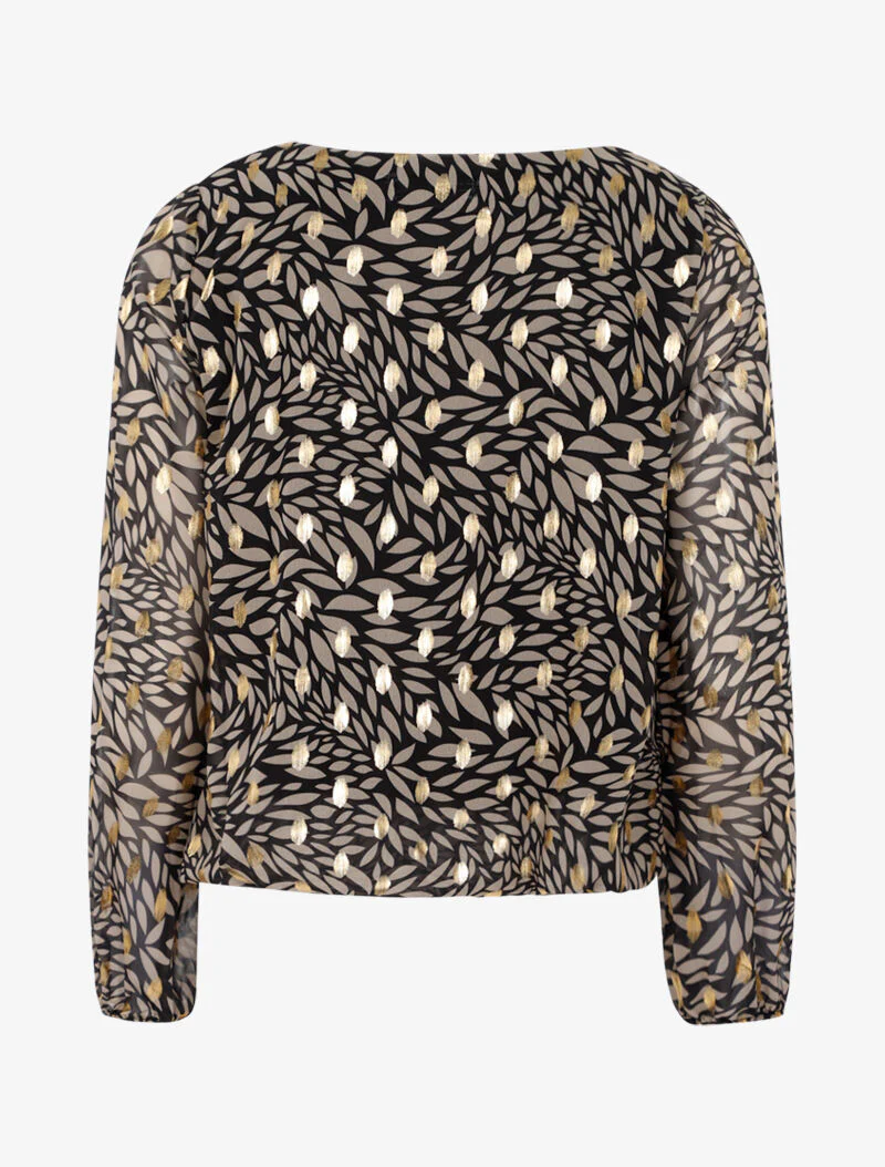 Blouse imprimé feuilles et dorures - noir - Image 3