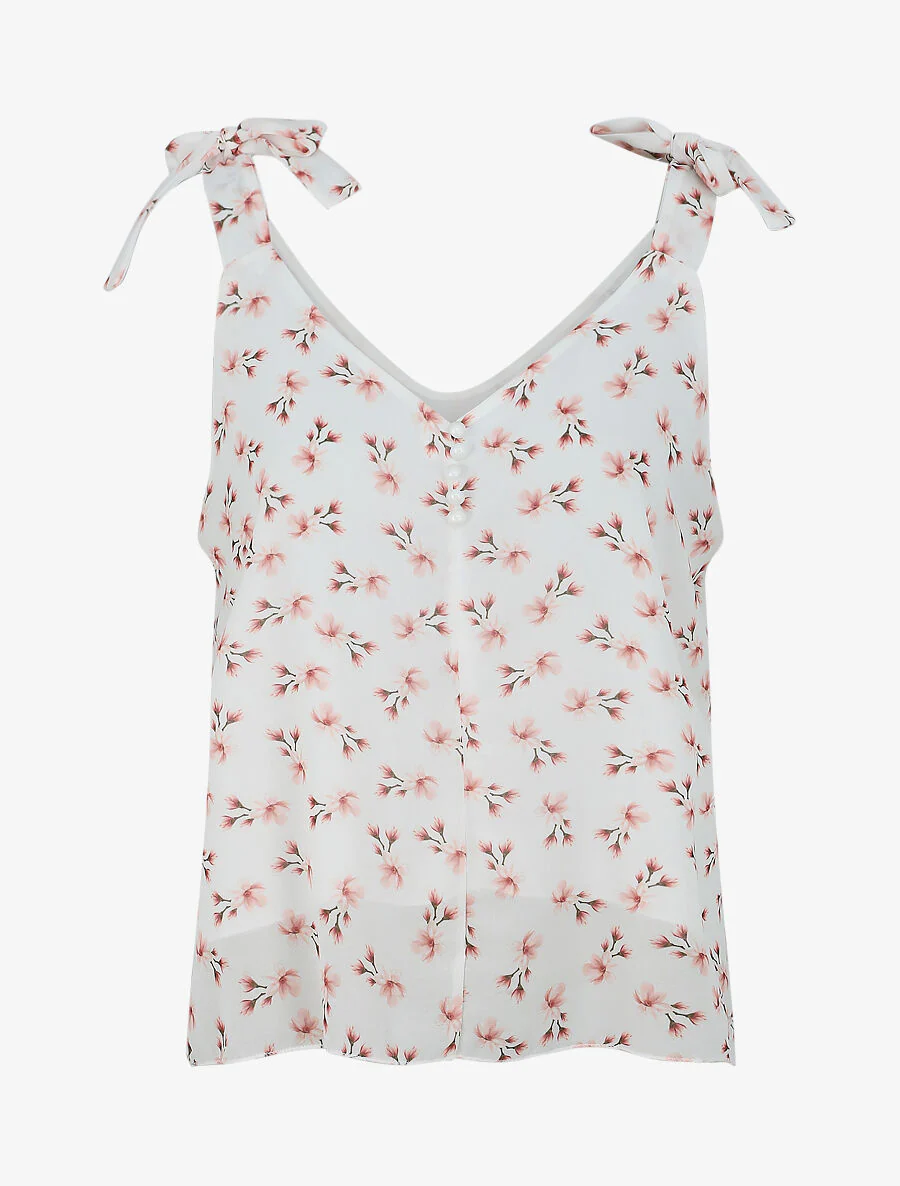 Blouse imprimé fleuri à bretelles - Blanc