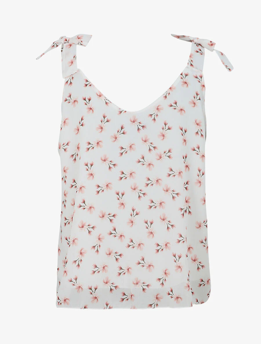 Blouse imprimé fleuri à bretelles - Blanc - Image 2